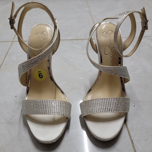 Jessica Simpson Friso 2 Rhinestone Heels in Silver - Picture 2 of 6